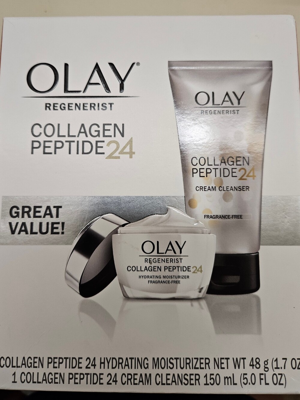 Olay Regenerist Collagen Peptide 24 Moisturizer & Cleanser Set New
